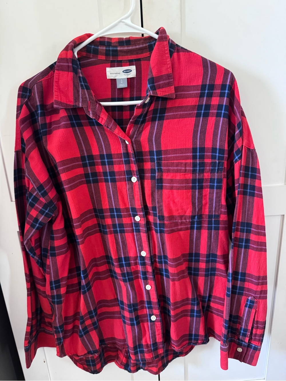 Old Navy Women’s Red Plaid Button-Down Shirt